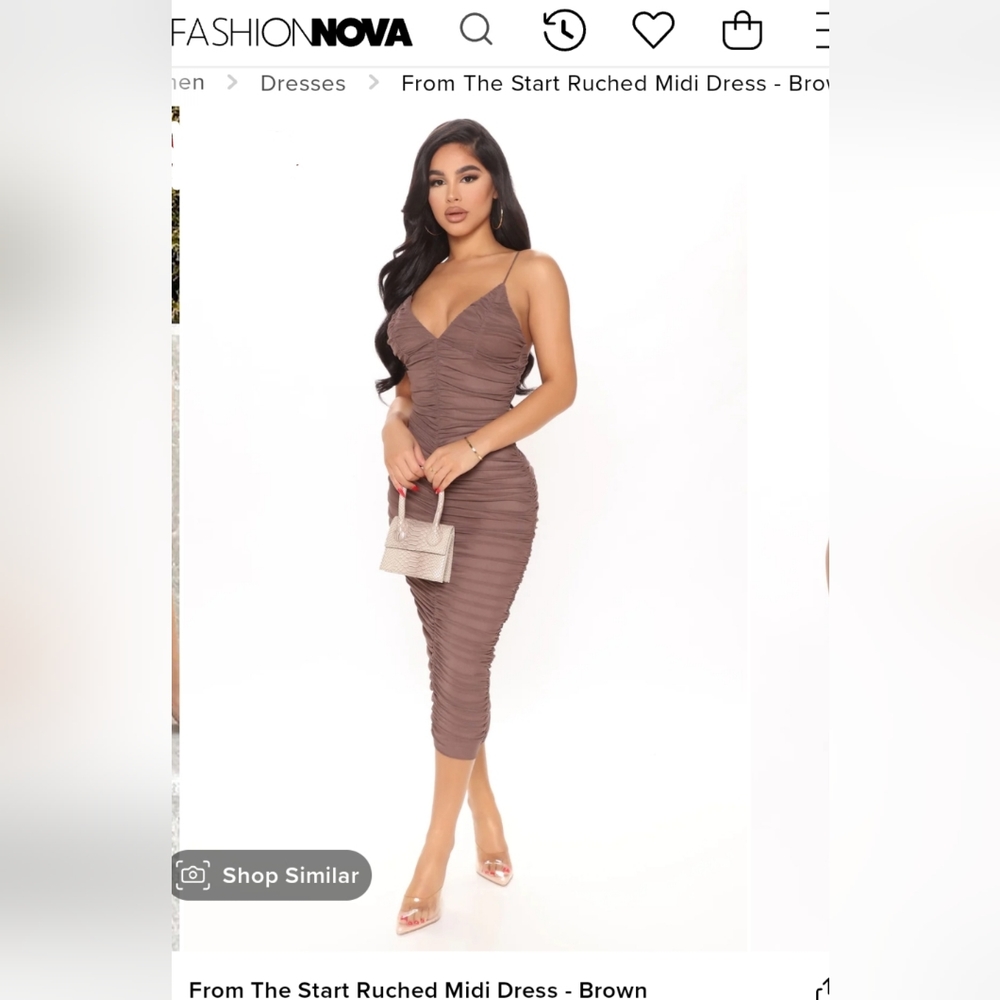 7. Fashion Nova- From the start ruched midi dress
